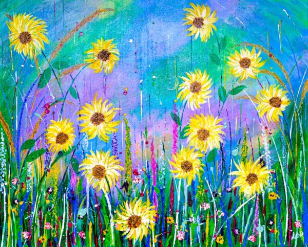 Sunflower Explosion original canvas by Lorraine O'Donovan